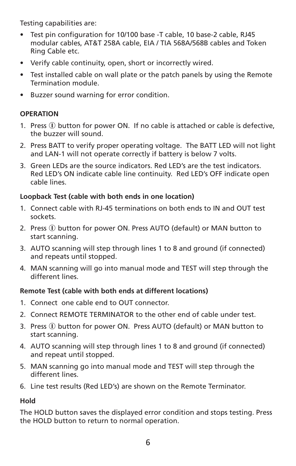 Amprobe LAN-1 Lan-Cable-Tester User Manual | Page 7 / 50