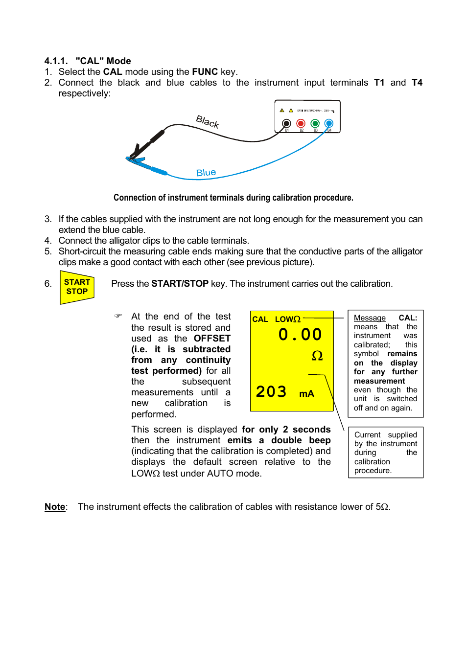 Cal" mode | Amprobe Multitest-1000 Continuity-Tester User Manual | Page 13 / 122