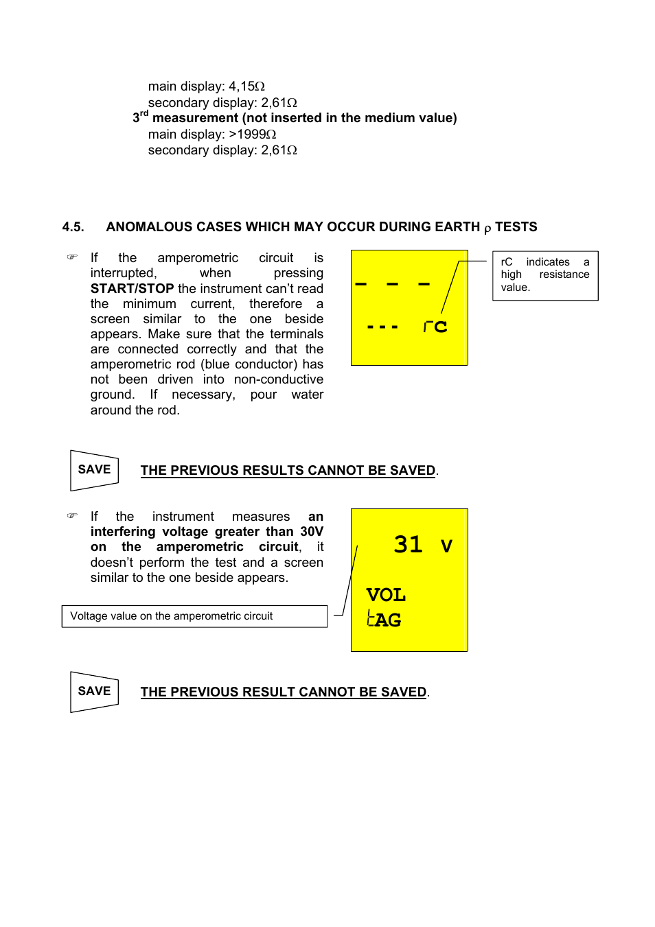 Nomalous cases which may occur during, Earth, Tests | Vol ag | Amprobe Multitest-1000 Continuity-Tester User Manual | Page 41 / 122