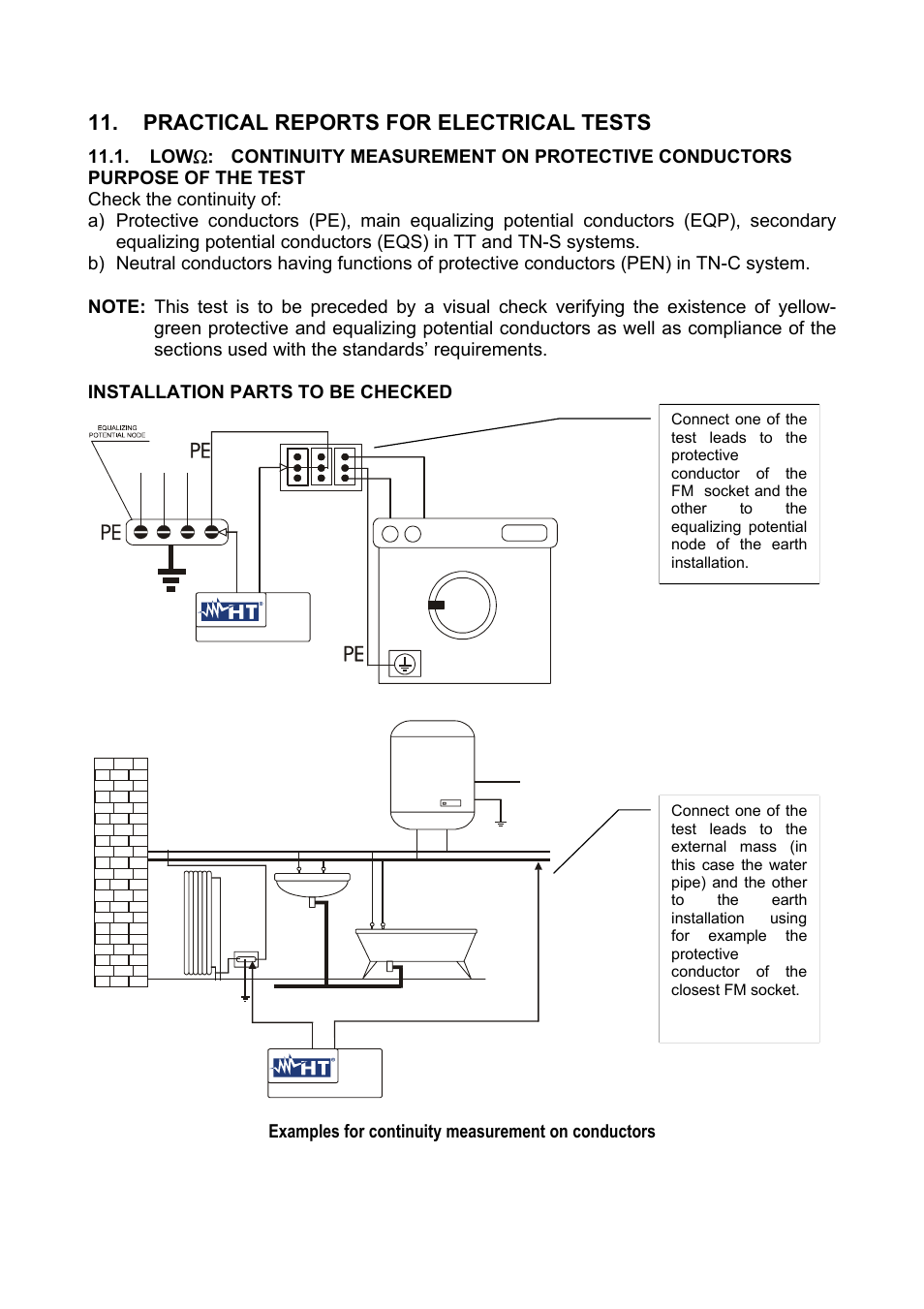 Practical reports for electrical tests, Ω: continuity measurement on protective conductors | Amprobe Multitest-1000 Continuity-Tester User Manual | Page 55 / 122