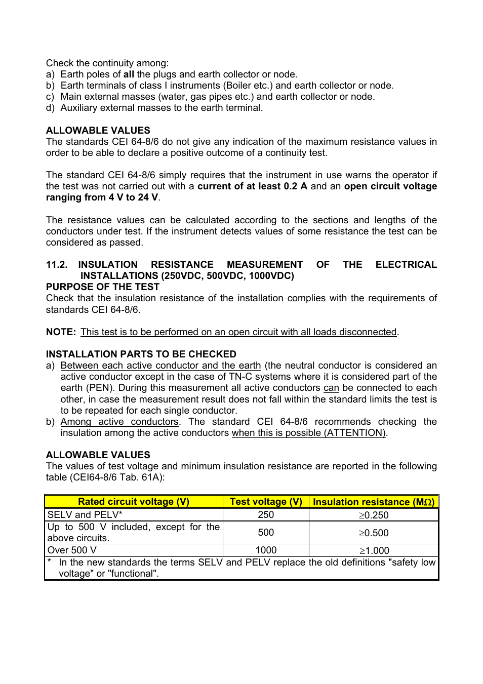 250vdc, 500vdc, 1000vdc) | Amprobe Multitest-1000 Continuity-Tester User Manual | Page 56 / 122