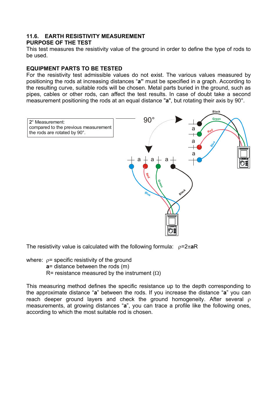Earth resistivity measurement | Amprobe Multitest-1000 Continuity-Tester User Manual | Page 64 / 122