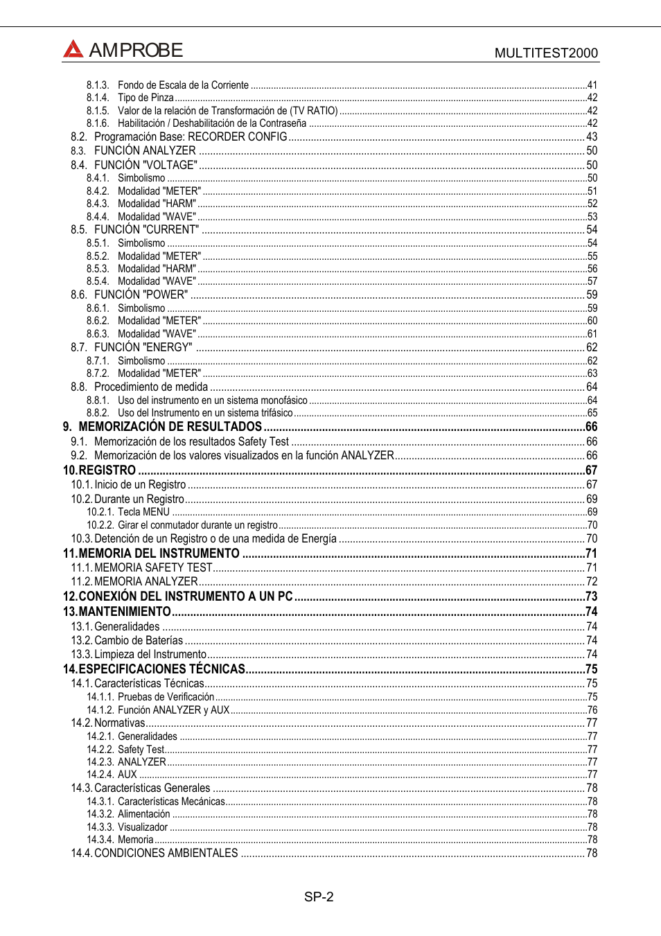 Amprobe | Amprobe Multitest-2000 Continuity-Tester User Manual | Page 182 / 279