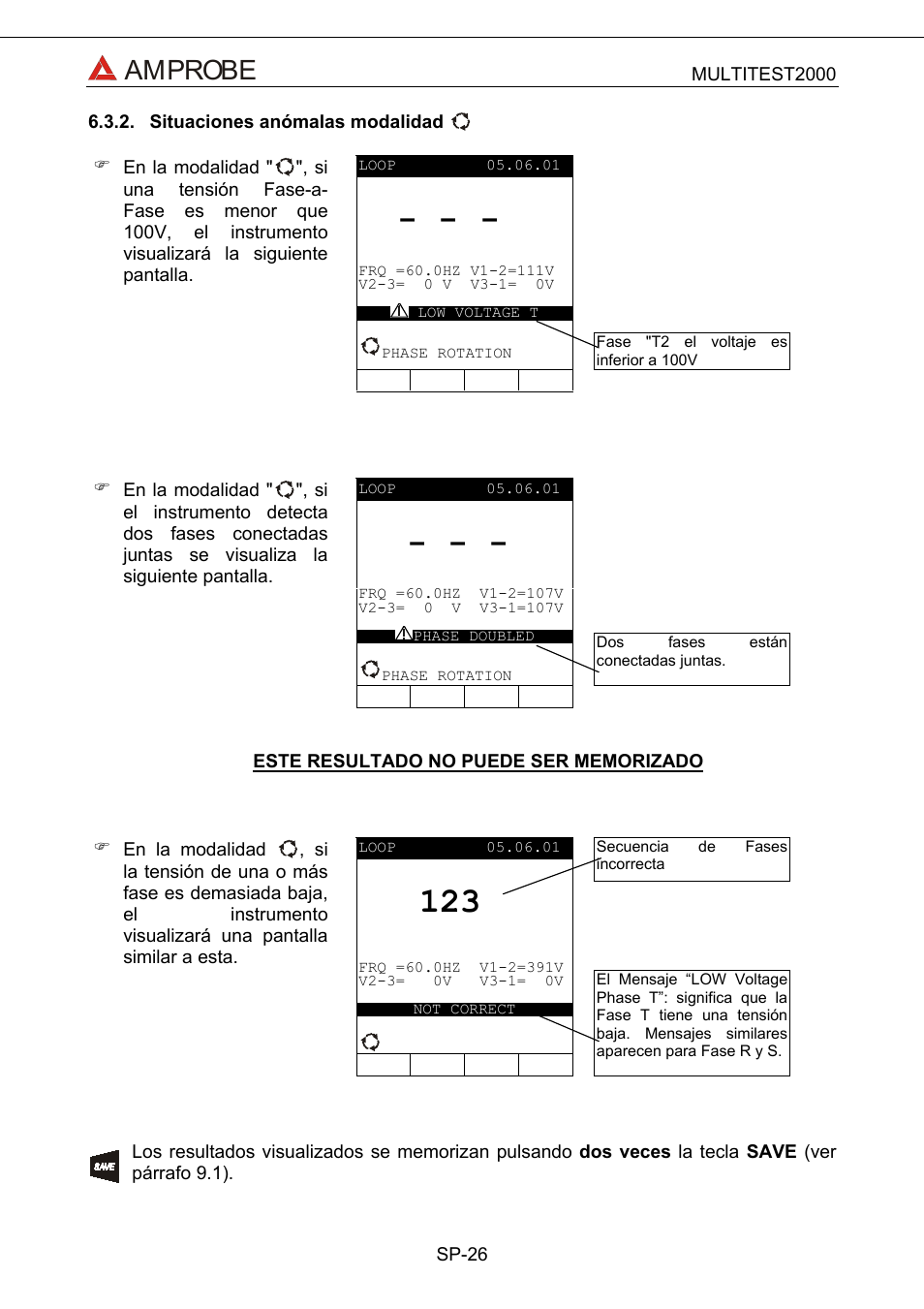 Situaciones anómalas modalidad, Amprobe | Amprobe Multitest-2000 Continuity-Tester User Manual | Page 206 / 279