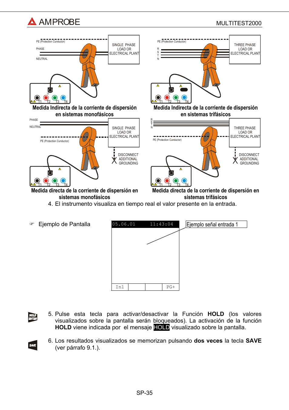 Amprobe, Ejemplo señal entrada 1 | Amprobe Multitest-2000 Continuity-Tester User Manual | Page 215 / 279