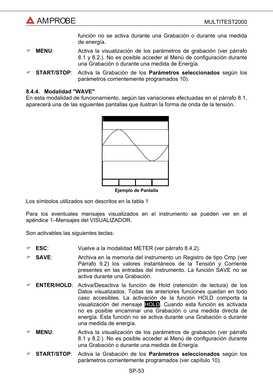 Modalidad "wave, Amprobe | Amprobe Multitest-2000 Continuity-Tester User Manual | Page 233 / 279