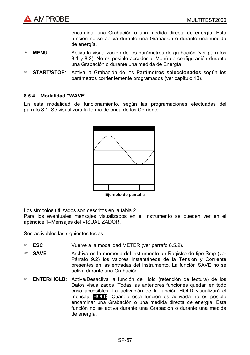 Modalidad "wave, Amprobe | Amprobe Multitest-2000 Continuity-Tester User Manual | Page 237 / 279