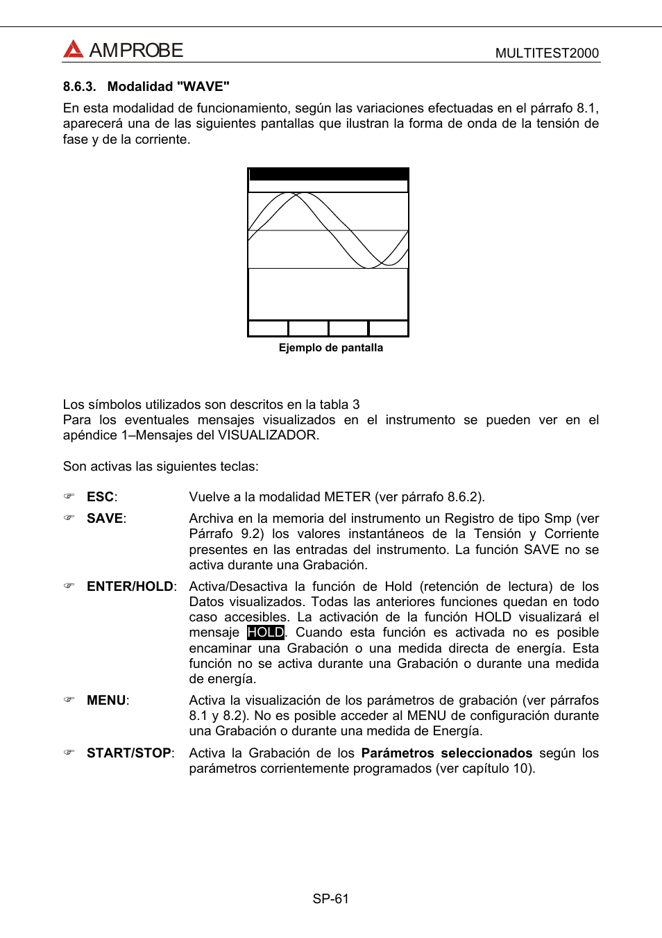 Modalidad "wave, Amprobe | Amprobe Multitest-2000 Continuity-Tester User Manual | Page 241 / 279
