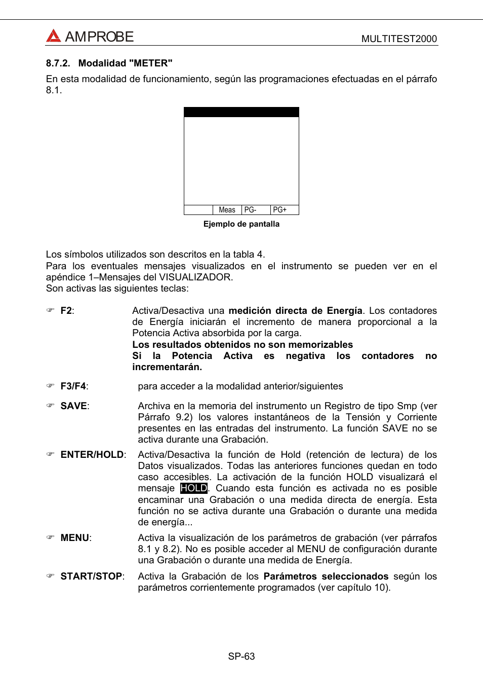Modalidad "meter, Amprobe | Amprobe Multitest-2000 Continuity-Tester User Manual | Page 243 / 279