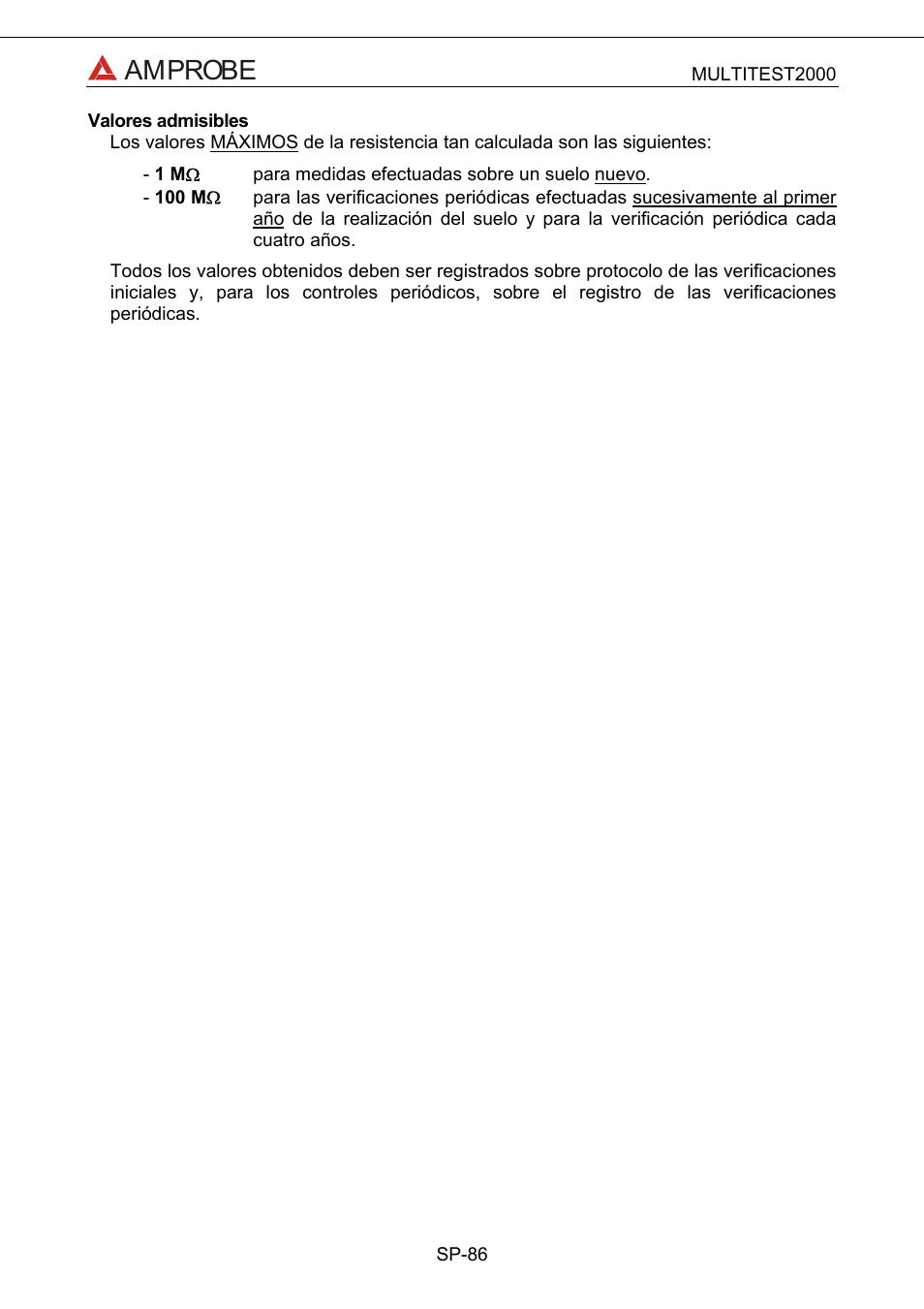 Amprobe | Amprobe Multitest-2000 Continuity-Tester User Manual | Page 266 / 279