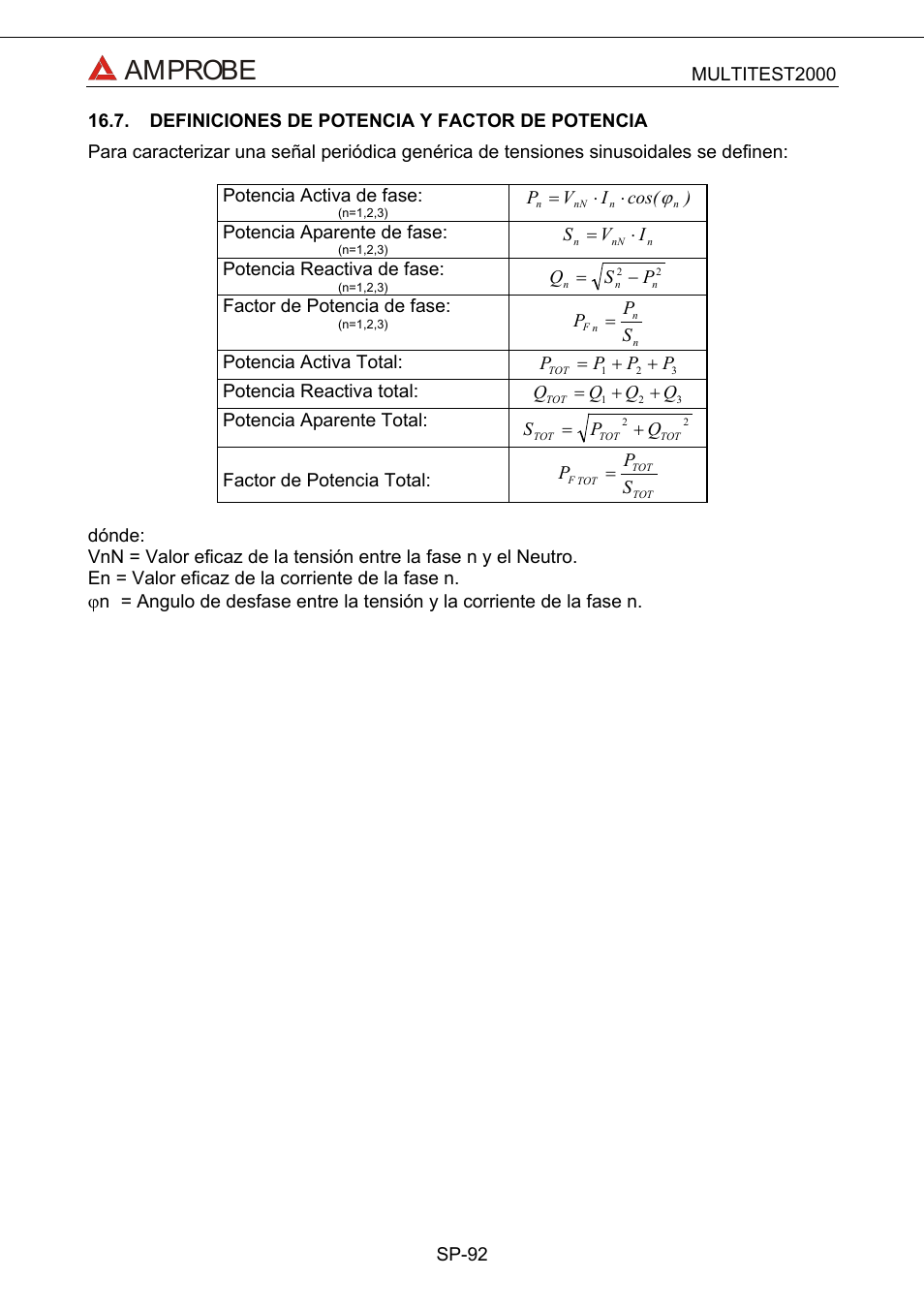 Definiciones de potencia y factor de potencia, Amprobe | Amprobe Multitest-2000 Continuity-Tester User Manual | Page 272 / 279