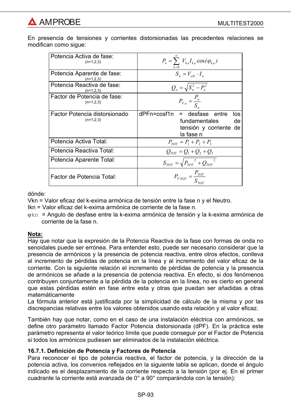 Definición de potencia y factores de potencia, Amprobe | Amprobe Multitest-2000 Continuity-Tester User Manual | Page 273 / 279