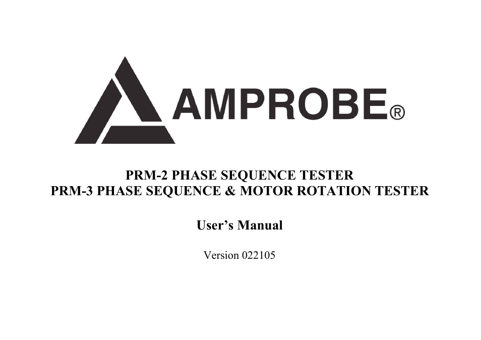 Amprobe PRM-2 Phase-Sequence User Manual | 16 pages