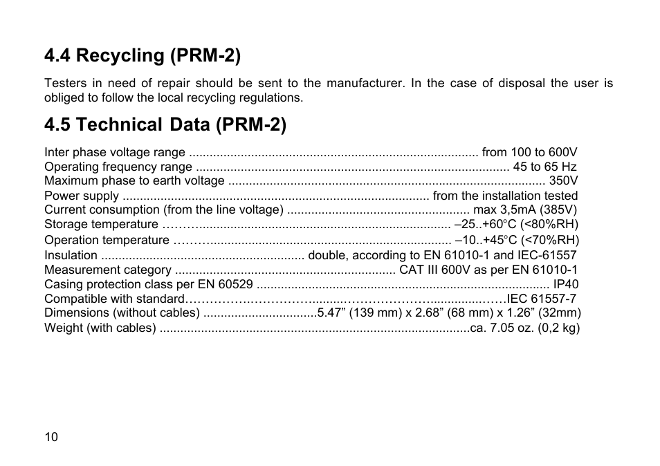 Amprobe PRM-2 Phase-Sequence User Manual | Page 10 / 16