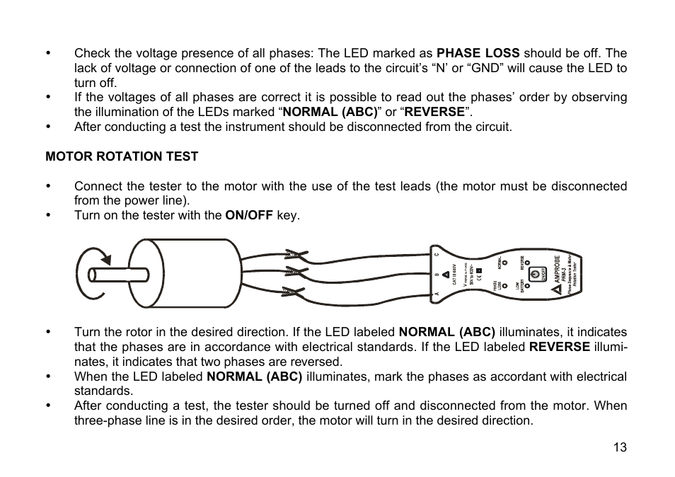 Amprobe PRM-2 Phase-Sequence User Manual | Page 13 / 16