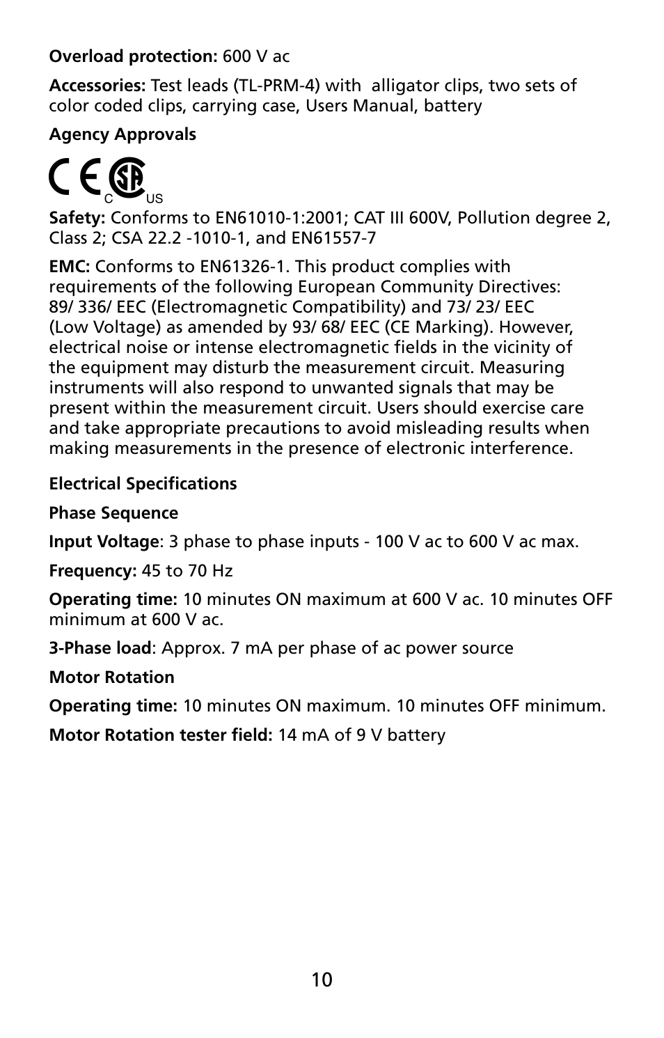 Amprobe PRM-4 Phase-Sequence-Motor-Rotation-Tester User Manual | Page 11 / 73