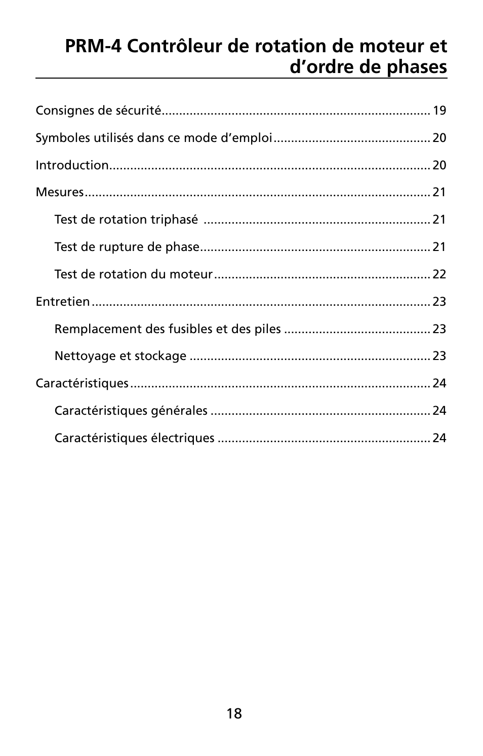 Amprobe PRM-4 Phase-Sequence-Motor-Rotation-Tester User Manual | Page 19 / 73