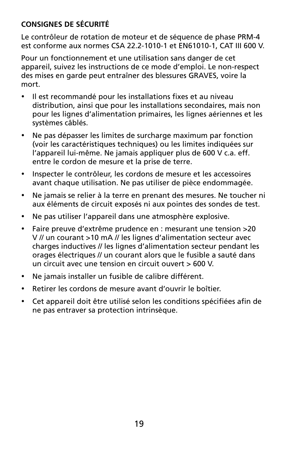 Amprobe PRM-4 Phase-Sequence-Motor-Rotation-Tester User Manual | Page 20 / 73
