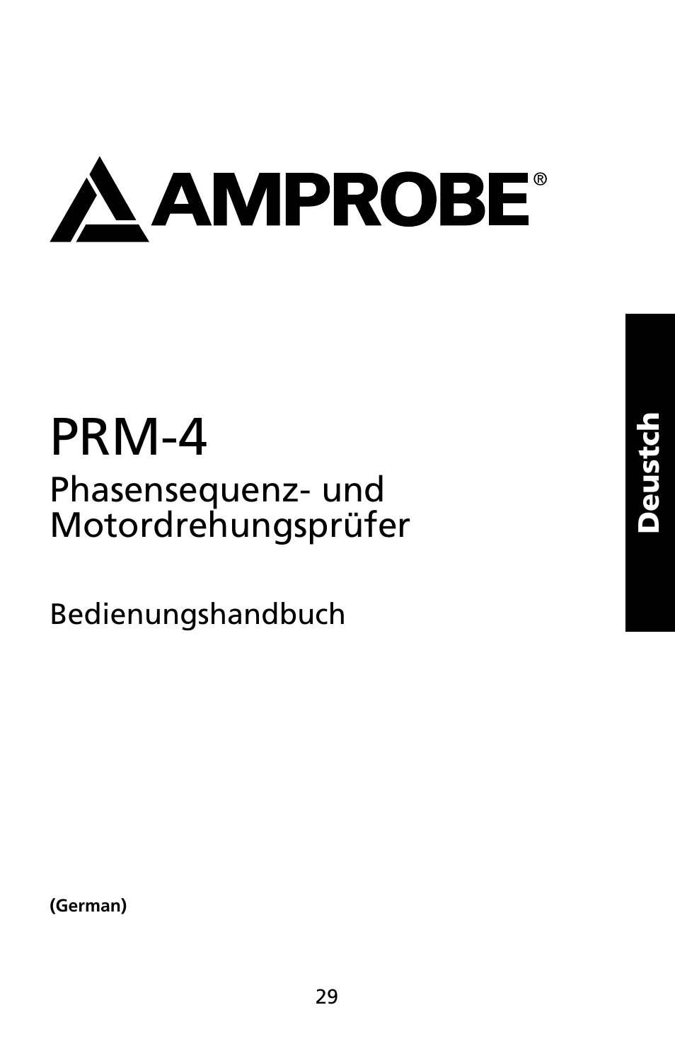 Prm-4, Phasensequenz- und motordrehungsprüfer | Amprobe PRM-4 Phase-Sequence-Motor-Rotation-Tester User Manual | Page 30 / 73