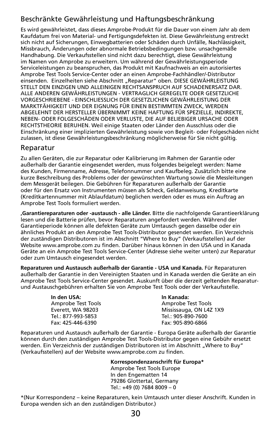 Reparatur | Amprobe PRM-4 Phase-Sequence-Motor-Rotation-Tester User Manual | Page 31 / 73