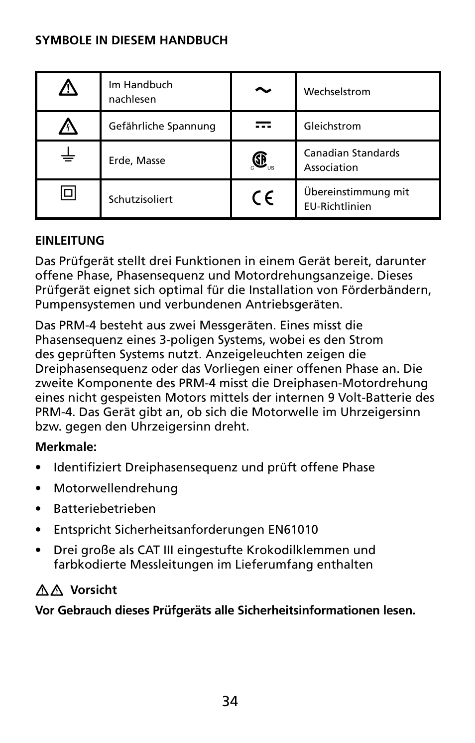 Amprobe PRM-4 Phase-Sequence-Motor-Rotation-Tester User Manual | Page 35 / 73