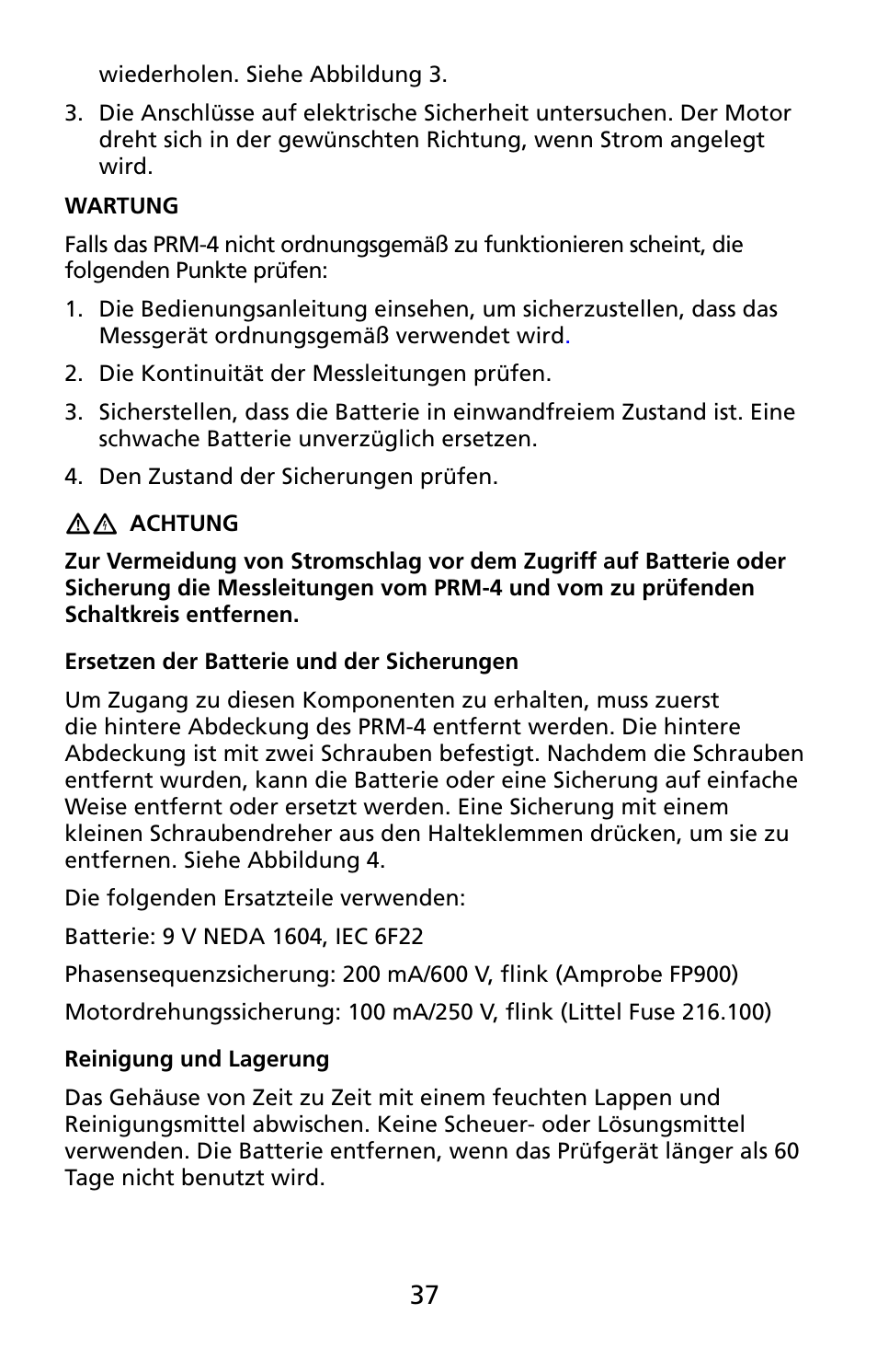 Amprobe PRM-4 Phase-Sequence-Motor-Rotation-Tester User Manual | Page 38 / 73
