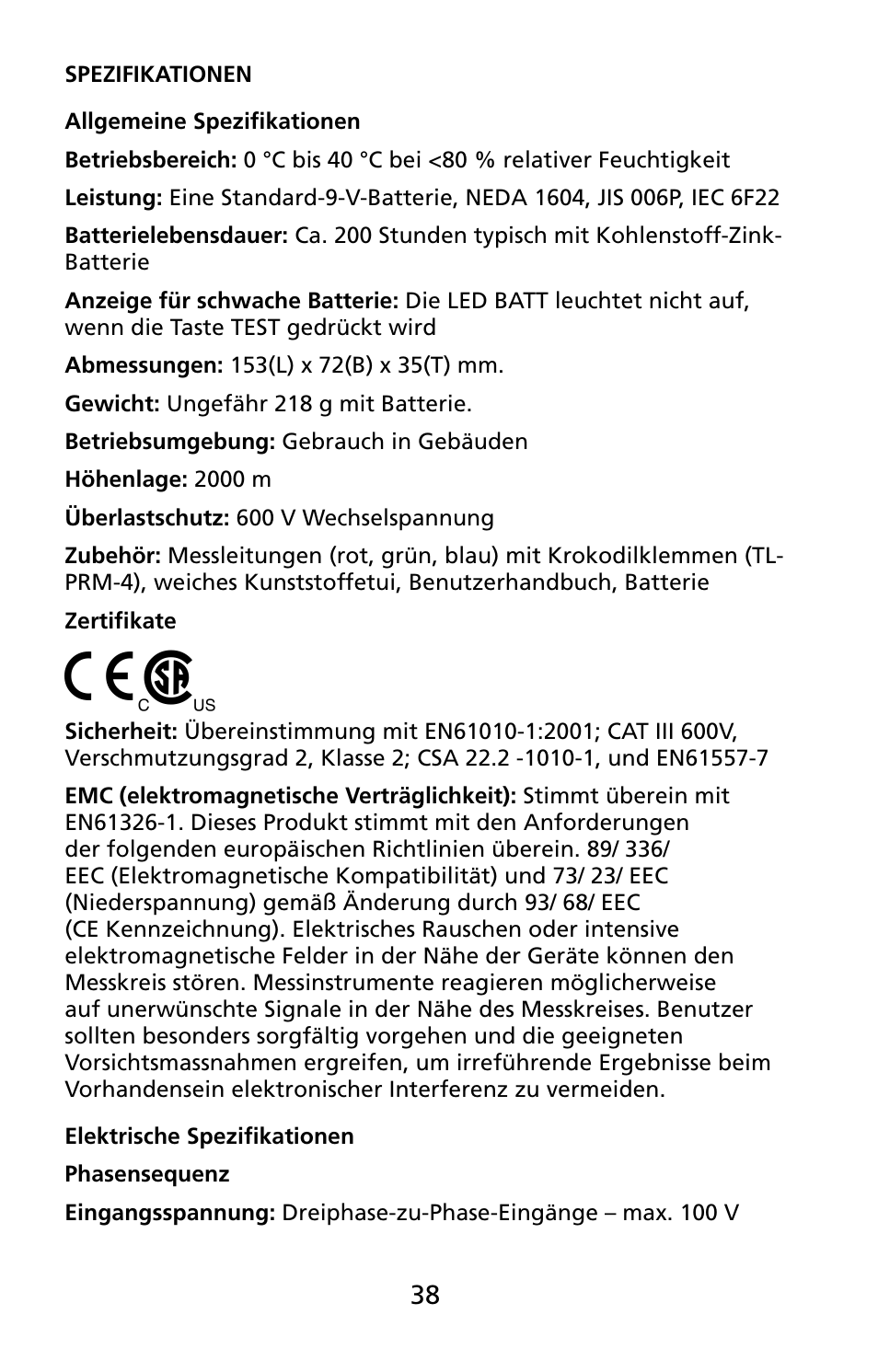 Amprobe PRM-4 Phase-Sequence-Motor-Rotation-Tester User Manual | Page 39 / 73
