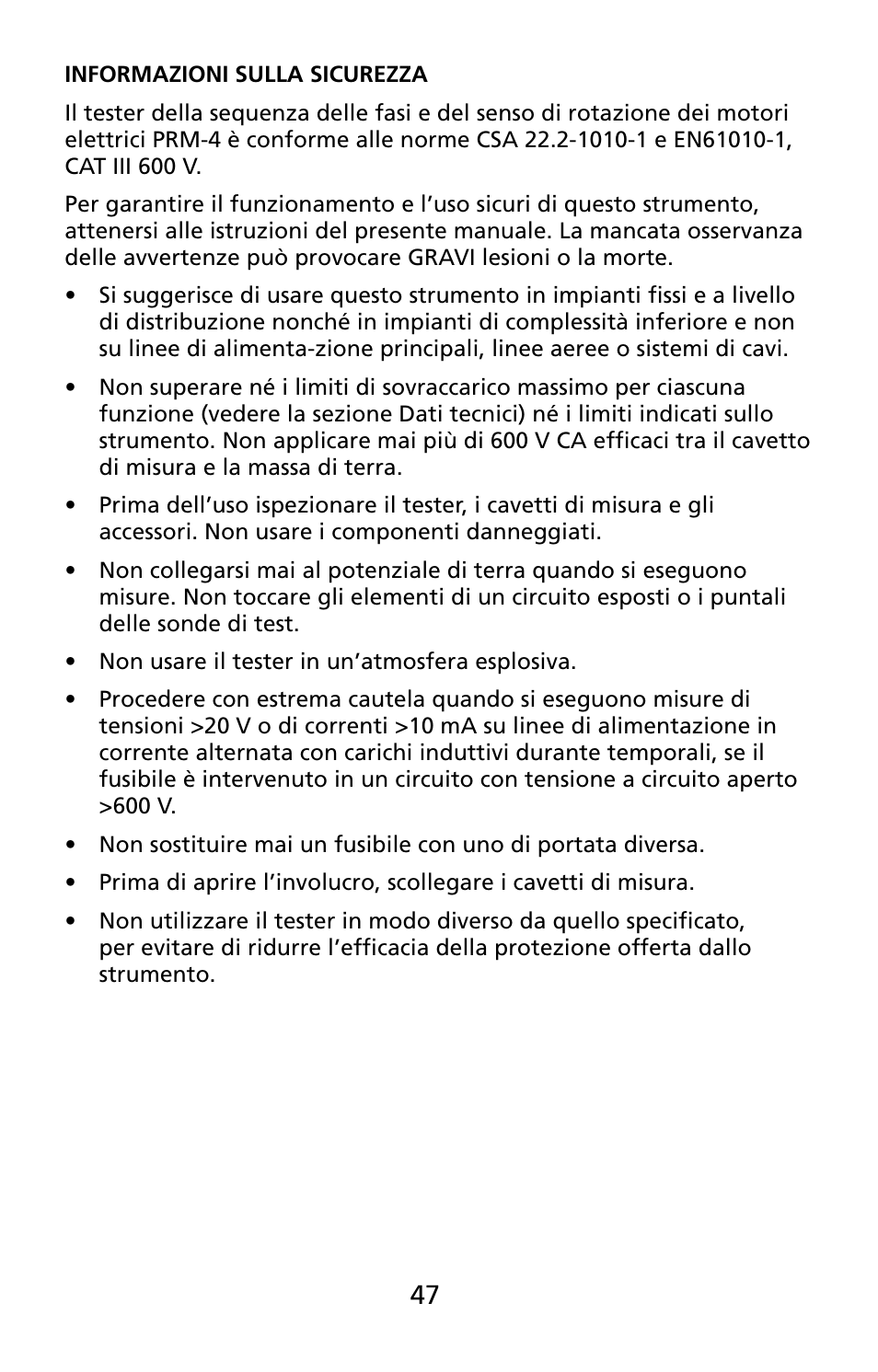 Amprobe PRM-4 Phase-Sequence-Motor-Rotation-Tester User Manual | Page 48 / 73