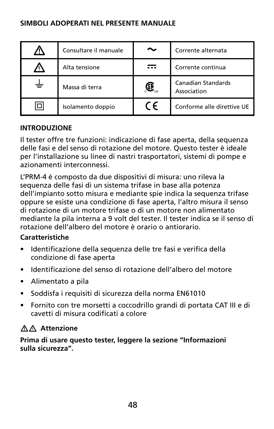 Amprobe PRM-4 Phase-Sequence-Motor-Rotation-Tester User Manual | Page 49 / 73