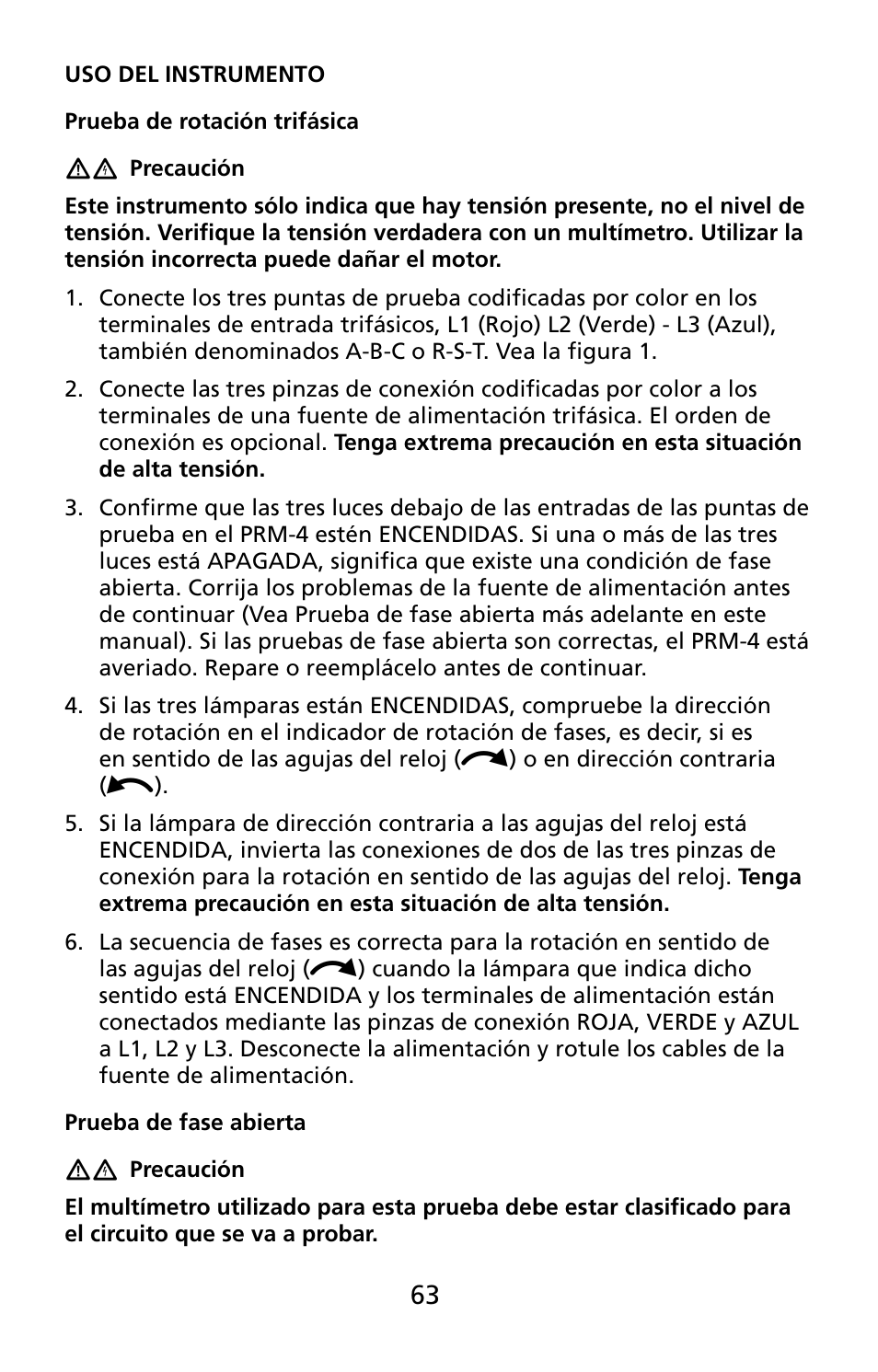 Amprobe PRM-4 Phase-Sequence-Motor-Rotation-Tester User Manual | Page 64 / 73