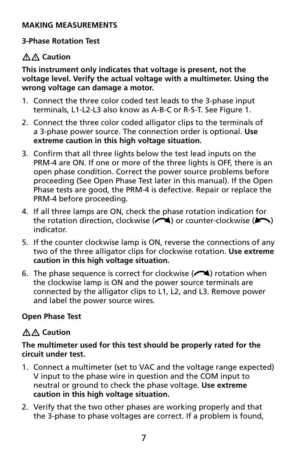 Amprobe PRM-4 Phase-Sequence-Motor-Rotation-Tester User Manual | Page 8 / 73