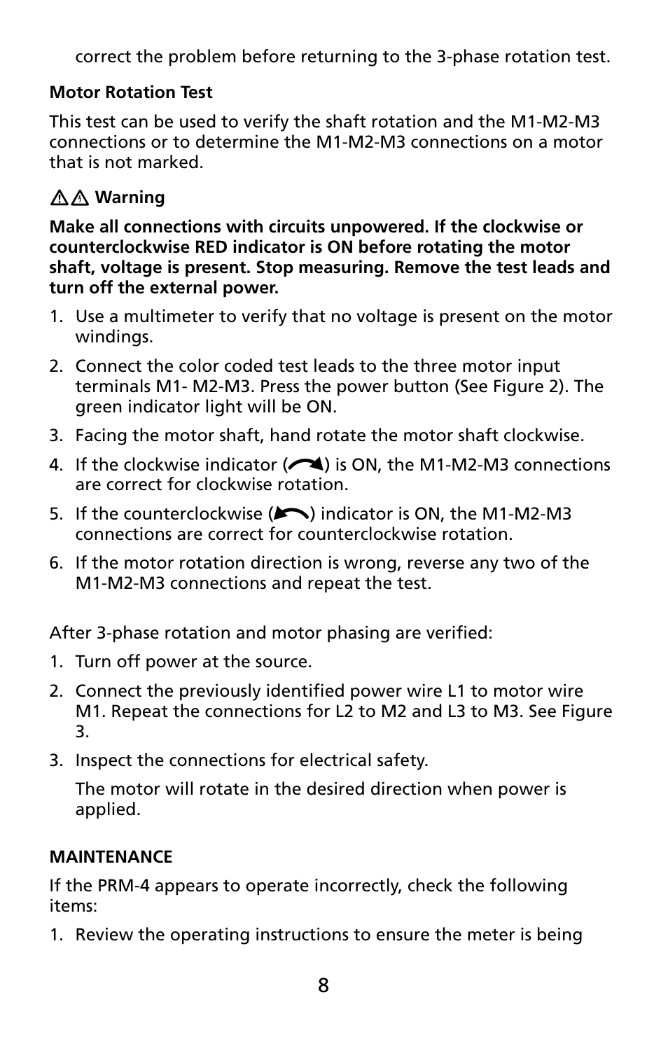 Amprobe PRM-4 Phase-Sequence-Motor-Rotation-Tester User Manual | Page 9 / 73