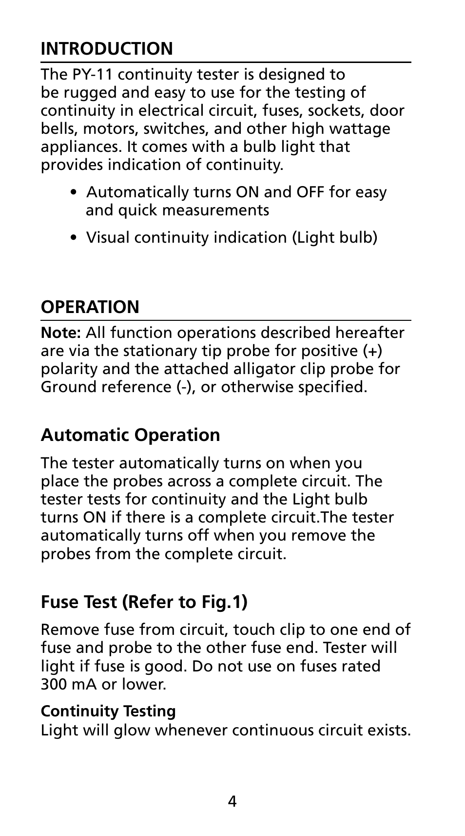 Amprobe PY-11 Continuity Tester User Manual | Page 10 / 14