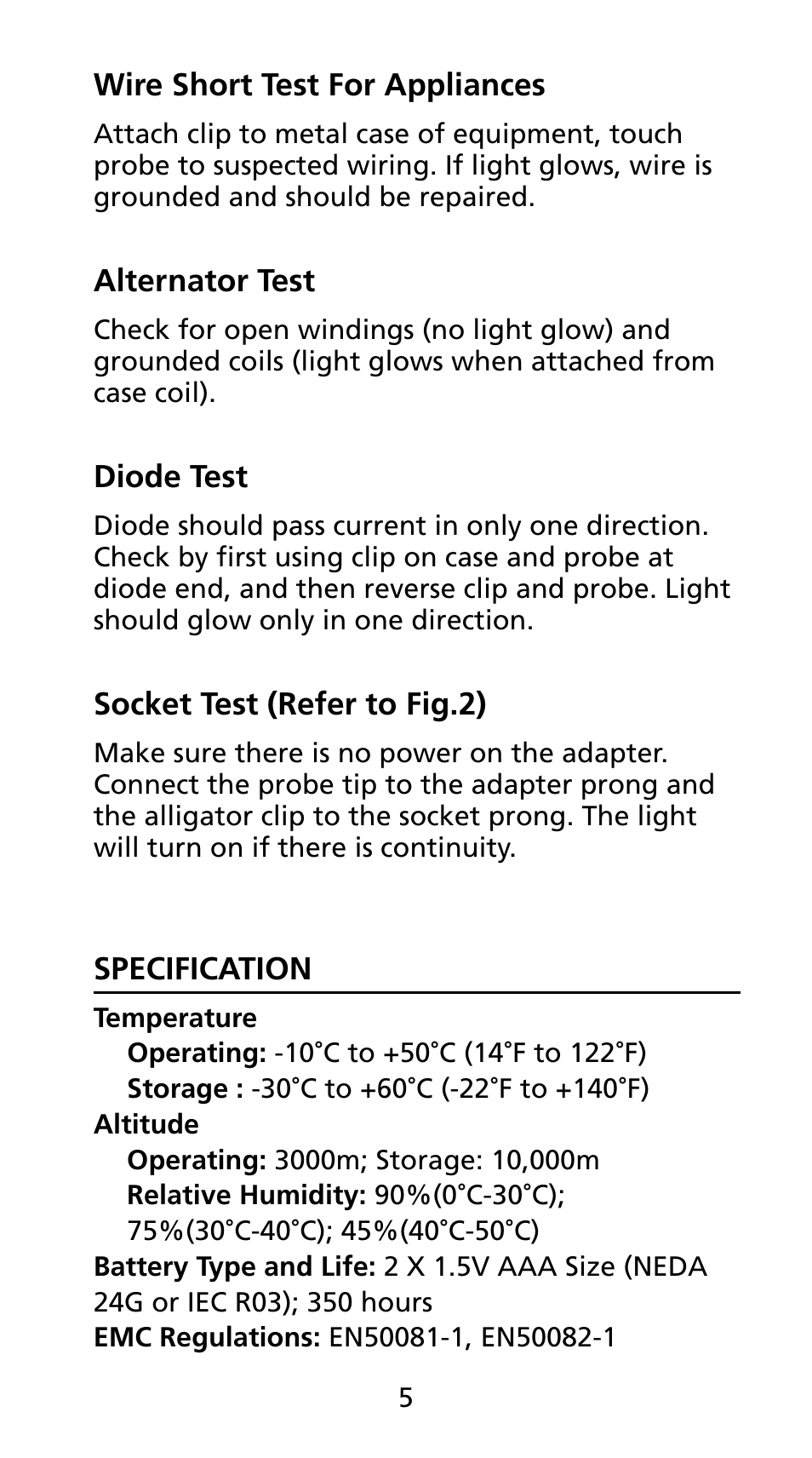 Amprobe PY-11 Continuity Tester User Manual | Page 11 / 14