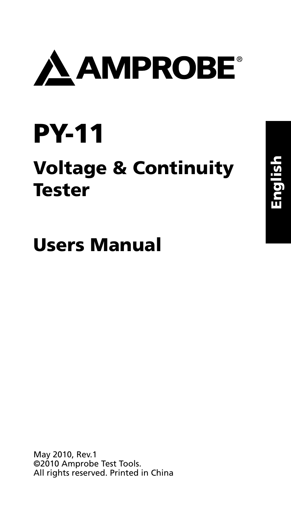 Py-11, Voltage & continuity tester users manual | Amprobe PY-11 Continuity Tester User Manual | Page 3 / 14