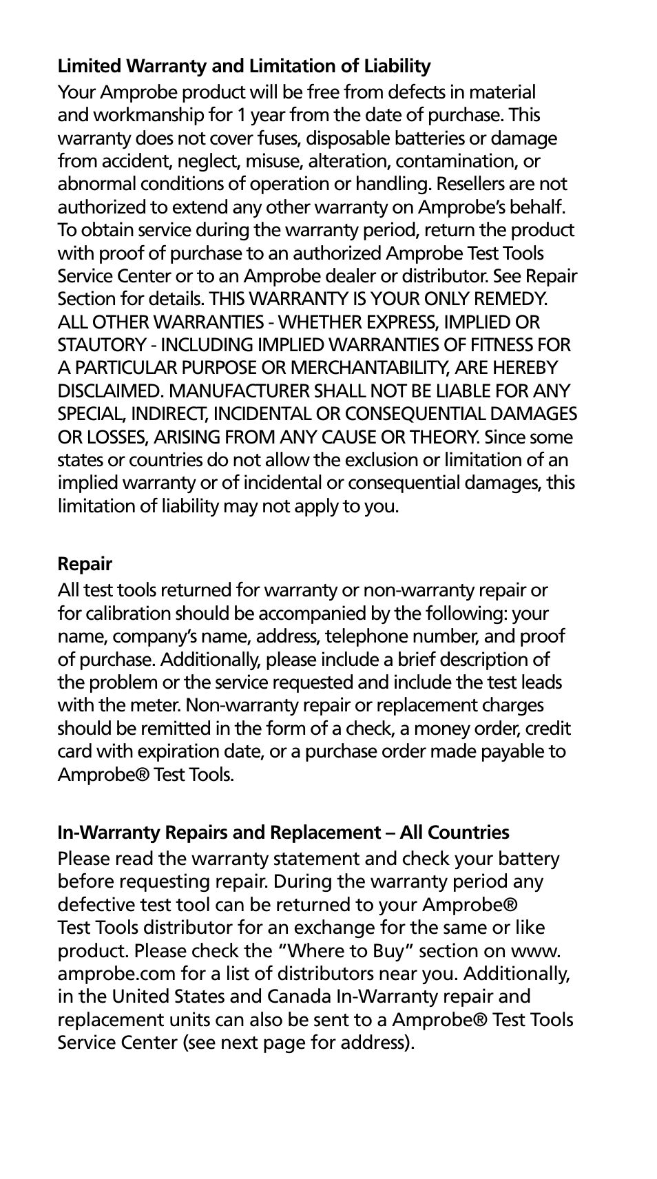 Amprobe PY-11 Continuity Tester User Manual | Page 4 / 14