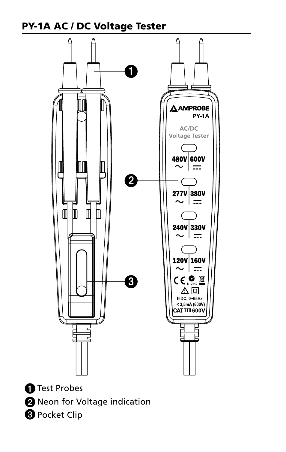 Amprobe PY-1A ACDC-Voltage-Tester User Manual | Page 4 / 12