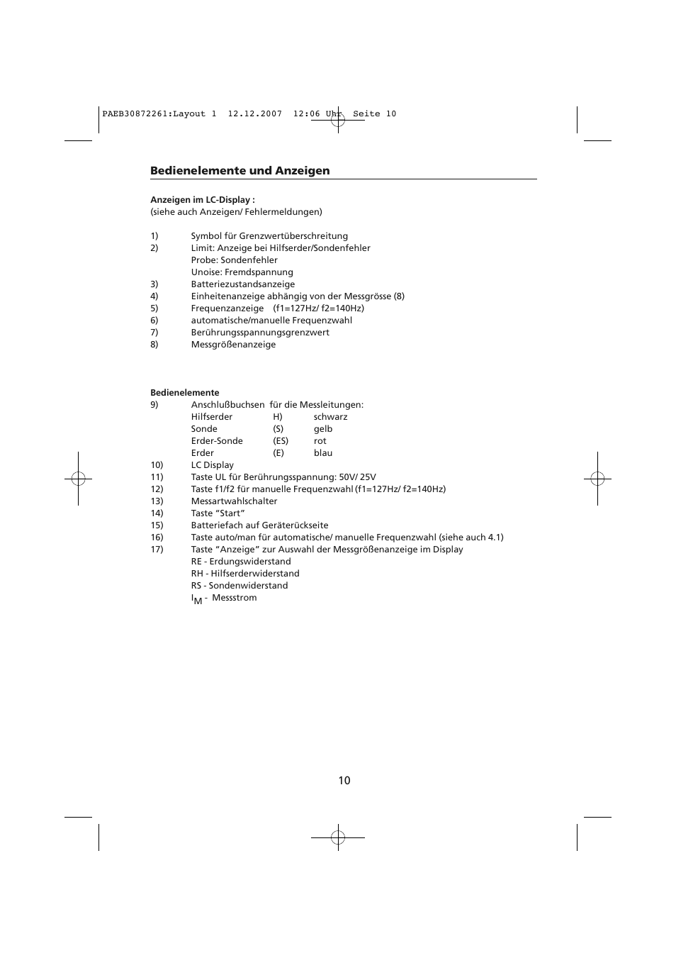 Bedienelemente und anzeigen | Amprobe Telaris-Earth-Test Earth-Resistance-Tester User Manual | Page 36 / 124