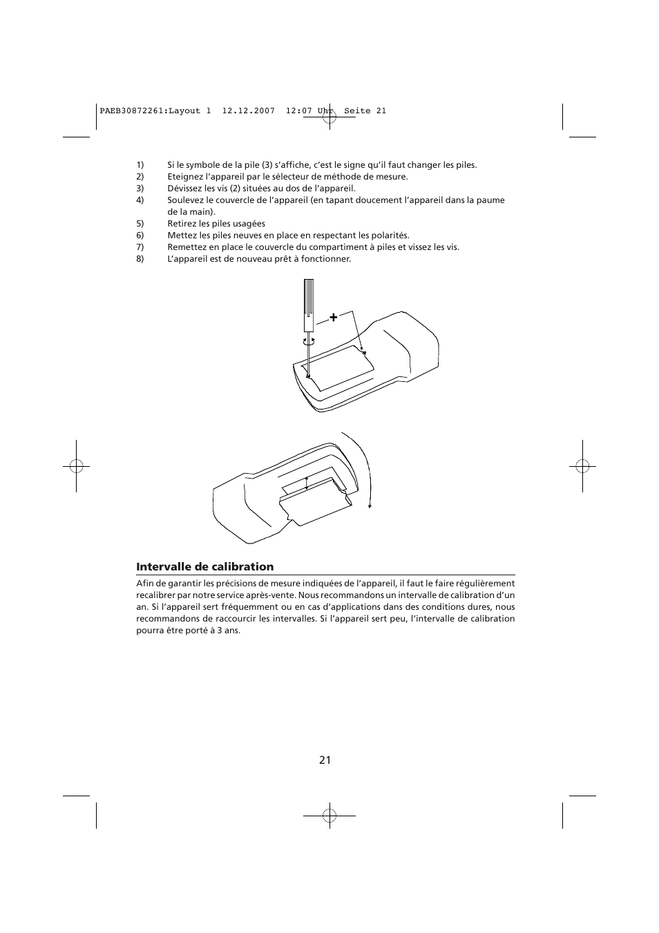 Intervalle de calibration | Amprobe Telaris-Earth-Test Earth-Resistance-Tester User Manual | Page 71 / 124