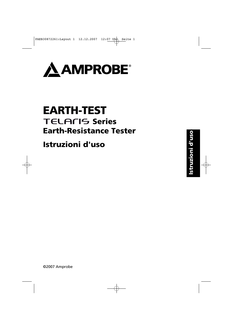 Earth-test, Series earth-resistance tester istruzioni d'uso | Amprobe Telaris-Earth-Test Earth-Resistance-Tester User Manual | Page 99 / 124