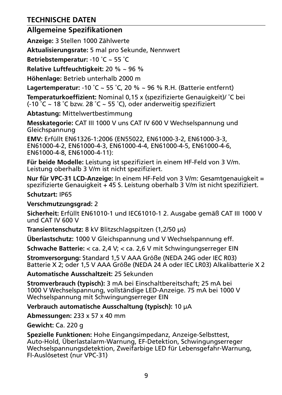 Amprobe VPC-30 VPC-31 Voltage-Continuity User Manual | Page 51 / 96