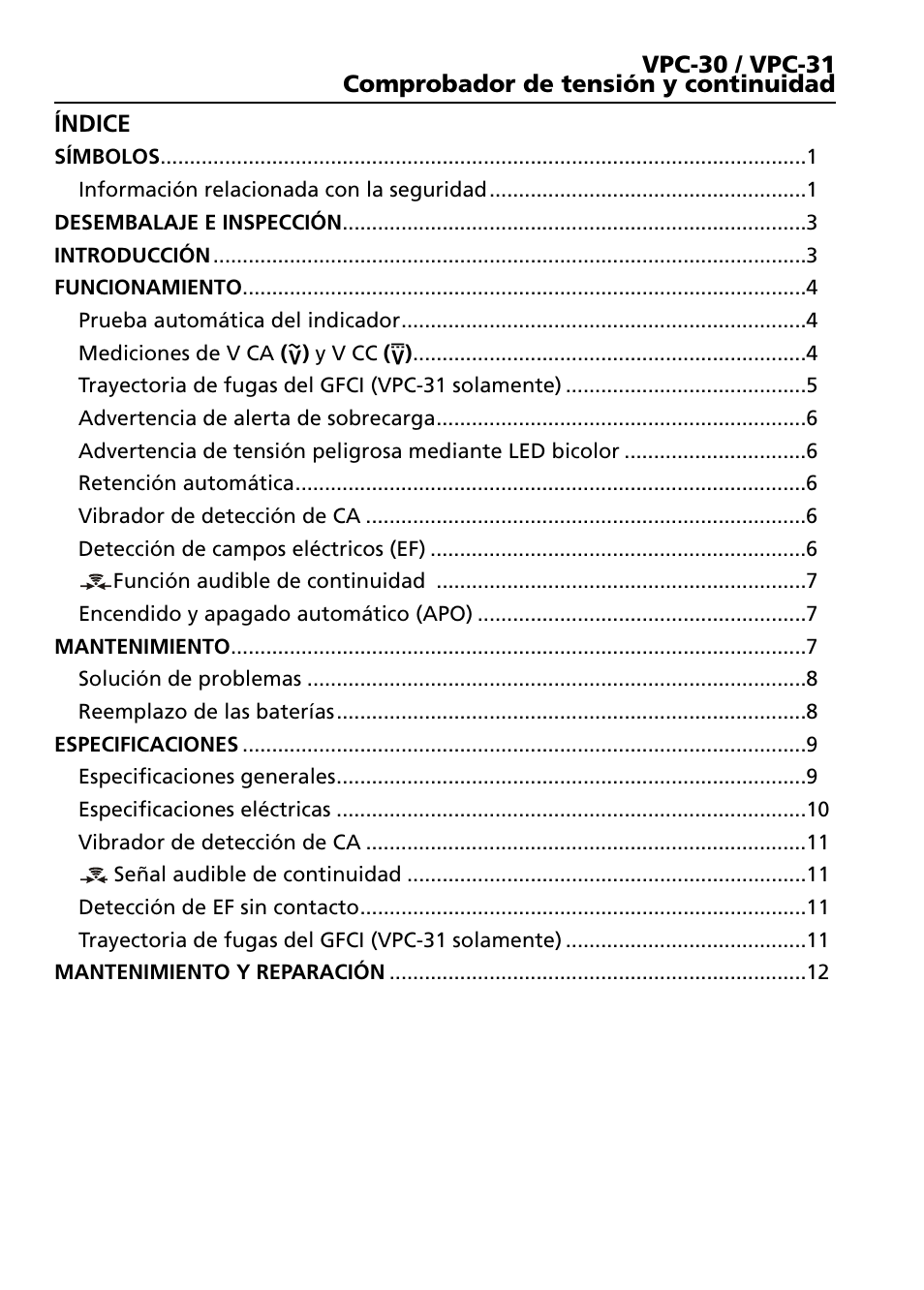 Amprobe VPC-30 VPC-31 Voltage-Continuity User Manual | Page 78 / 96