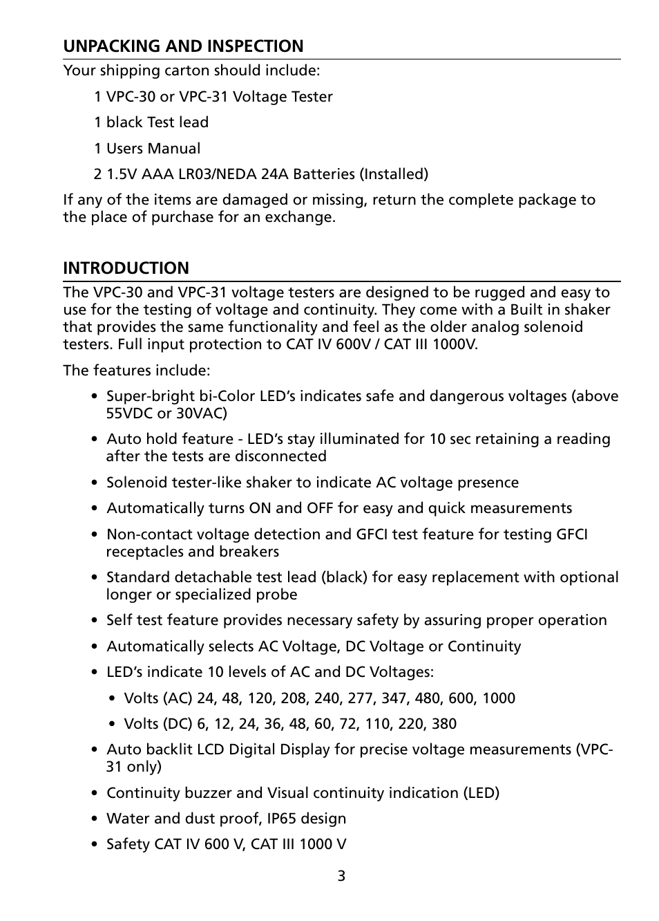 Amprobe VPC-30 VPC-31 Voltage-Continuity User Manual | Page 9 / 96