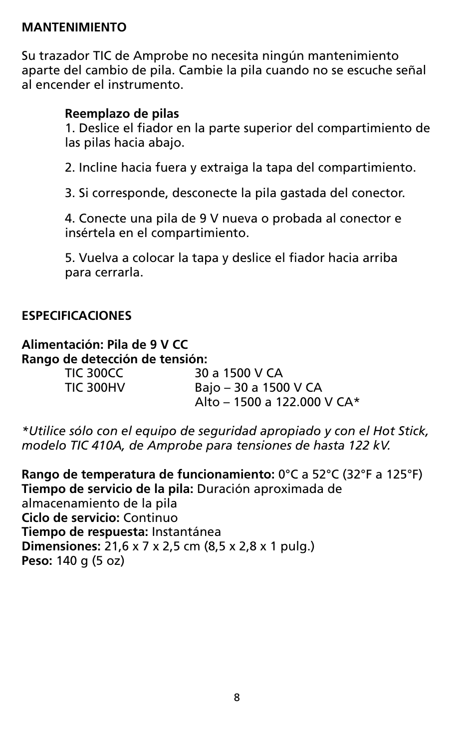 Amprobe TIC300CC TIC-Tracer User Manual | Page 60 / 76