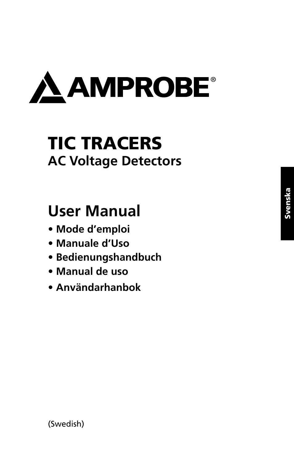 Tic tracers, Svenska, User manual | Amprobe TIC300CC TIC-Tracer User Manual | Page 63 / 76