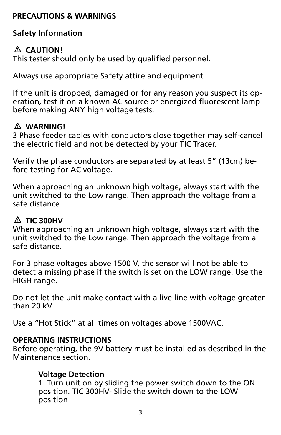 Amprobe TIC300CC TIC-Tracer User Manual | Page 7 / 76