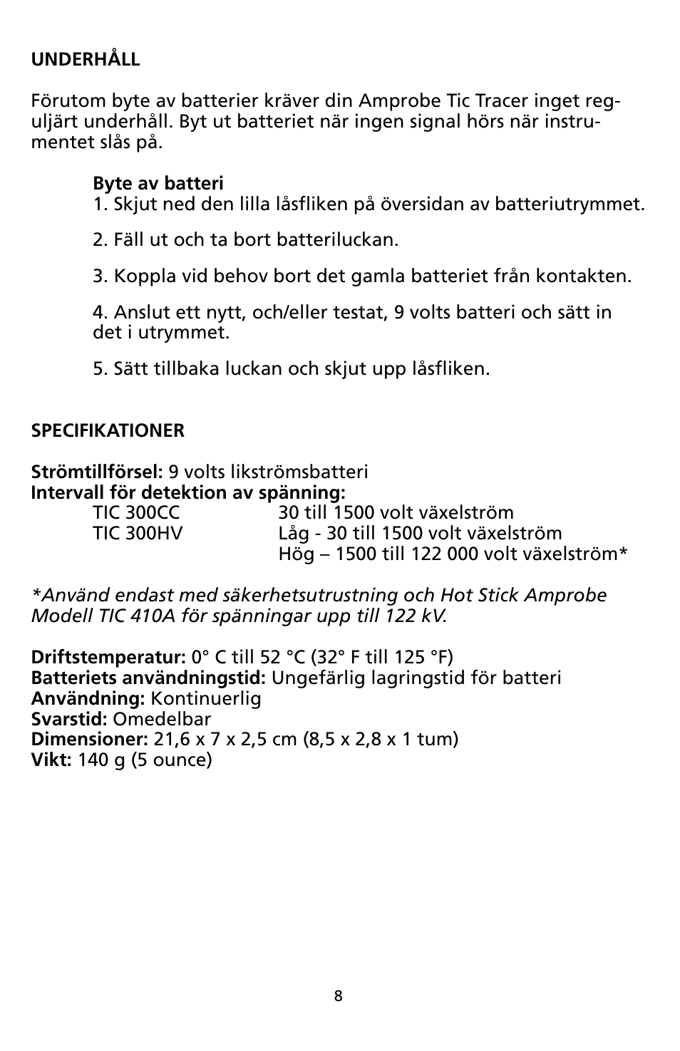 Amprobe TIC300CC TIC-Tracer User Manual | Page 72 / 76