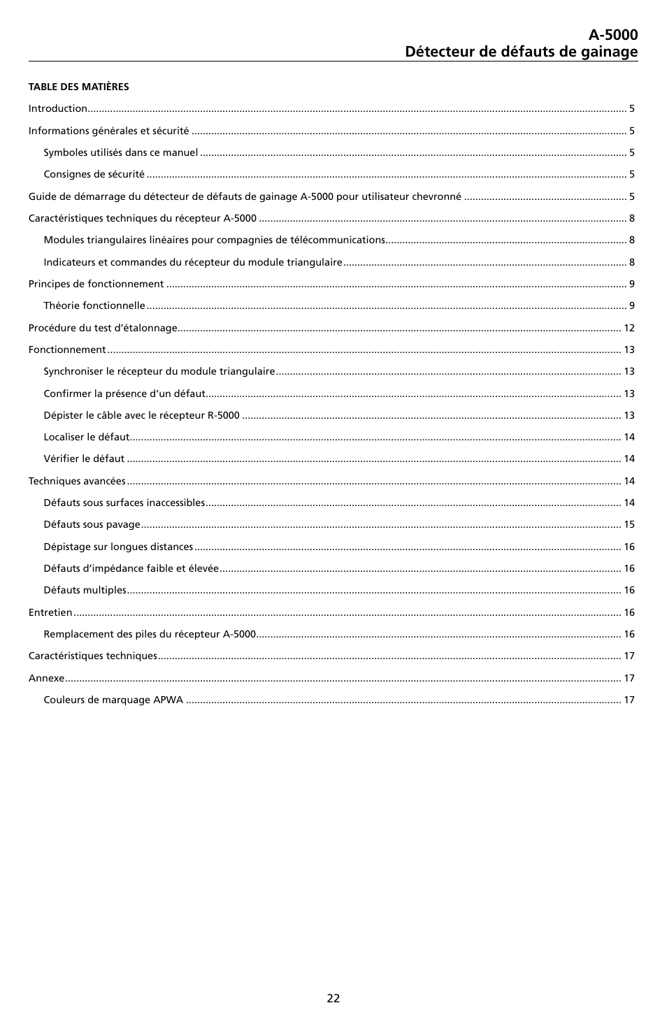 A-5000 détecteur de défauts de gainage | Amprobe A-5000 Sheath Fault Locator User Manual | Page 24 / 110