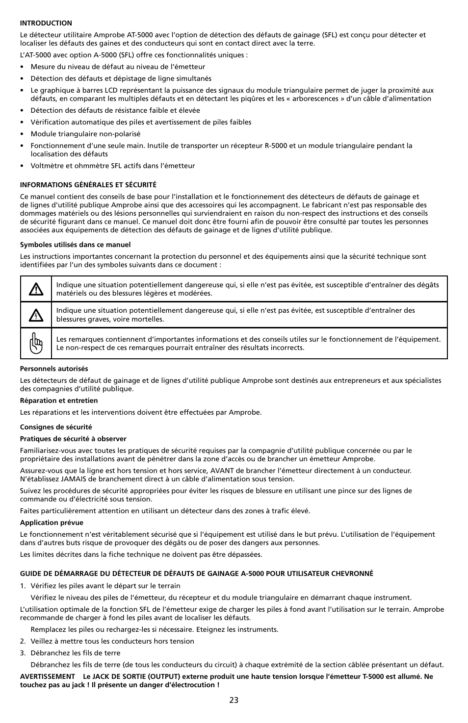 Amprobe A-5000 Sheath Fault Locator User Manual | Page 25 / 110