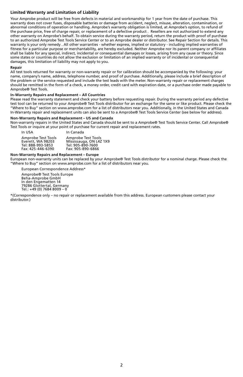 Amprobe A-5000 Sheath Fault Locator User Manual | Page 4 / 110